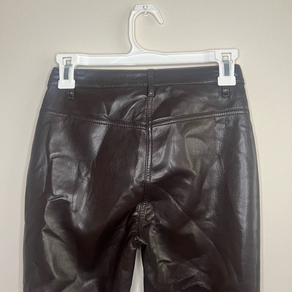 NWT Aritzia Wilfred Beatrix Faux Leather Flare Pant Rich Mocha Brown - Picture 7 of 8